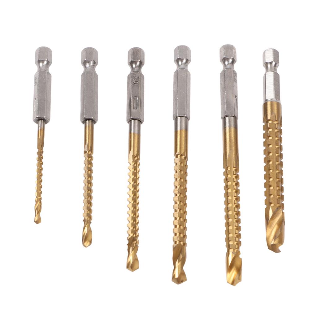 Набор из 6 зубчатых сверл с прямым шестигранным хвостовиком, спиральные сверла по дереву с зубчатой кромкой