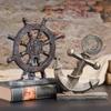 Винтажные смоляные украшения в виде корабельных якорей и штурвалов, художественное изделие для домашнего декора, бара или кофейни