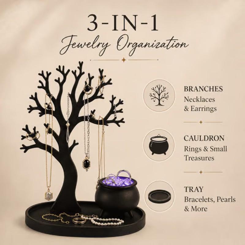 LED Tree Jewelry Display Stand 3D Printed Organizer Decor Home