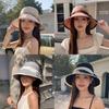 Breathable Polyester Sun Hat With Large Brim And Elegant Bow For Summer Outdoor Activities