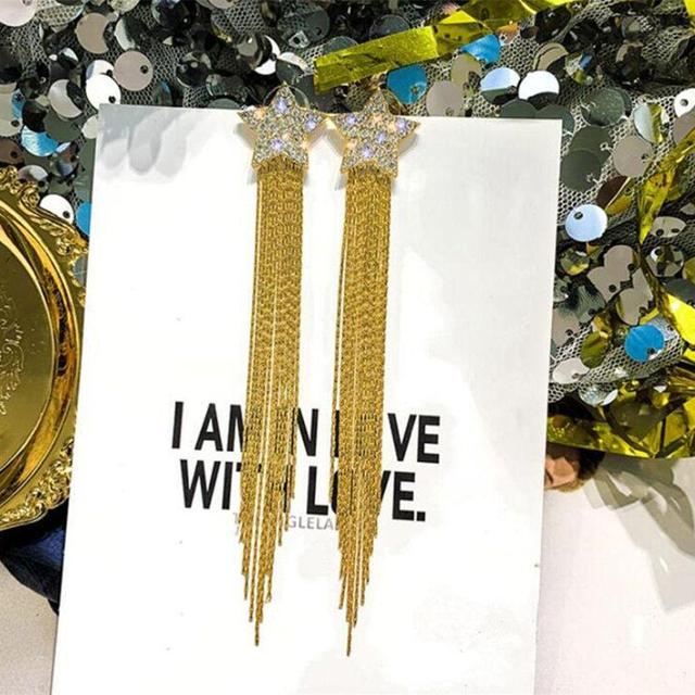 New Minimalist Long Tassel Earrings Elegant Delicate Flower Pendant Zircon Earrings Women 'S Ear Wire Premium Jewelry Party Gifts