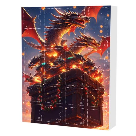 Адвент-календарь с драконом-малышом, 24-дневный календарь обратного отсчета до Рождества внутри, акриловый мультяшный дракончик