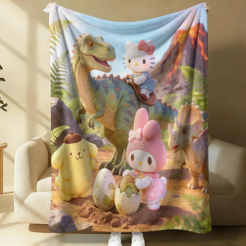 Sanrio Cute Warrior Flannel Blanket Soft Warm Fluffy Throw Home Decor Luxury Bedding Sofa Bed Cover Lightweight Summer Blanket