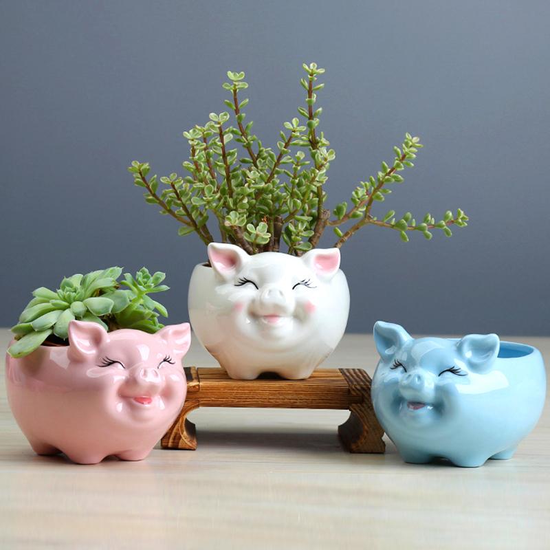 1 шт., украшение в виде свиньи, вырезанный цветочный горшок, S/M/L, цветочный горшок, садовые принадлежности, горшок для суккулентных растений, керамический