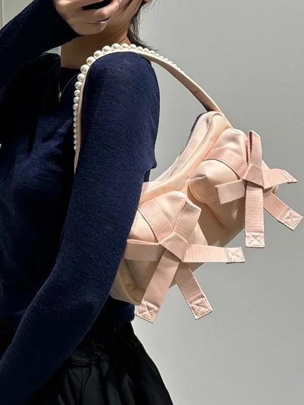 Новая сумка-подмышка с жемчужным бантом Bolsos Mujer, многофункциональная квадратная сумка Sac Femme, сумки на плечо для женщин, повседневная, универсальная, на молнии, Bolsas