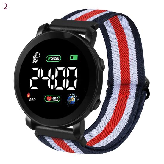Светодиодные электронные часы Эластичный ремешок Многофункциональные Светящиеся Круглый циферблат Регулируемый Отображение времени/даты Плетеные Цифровые Наручные часы Часы Мода