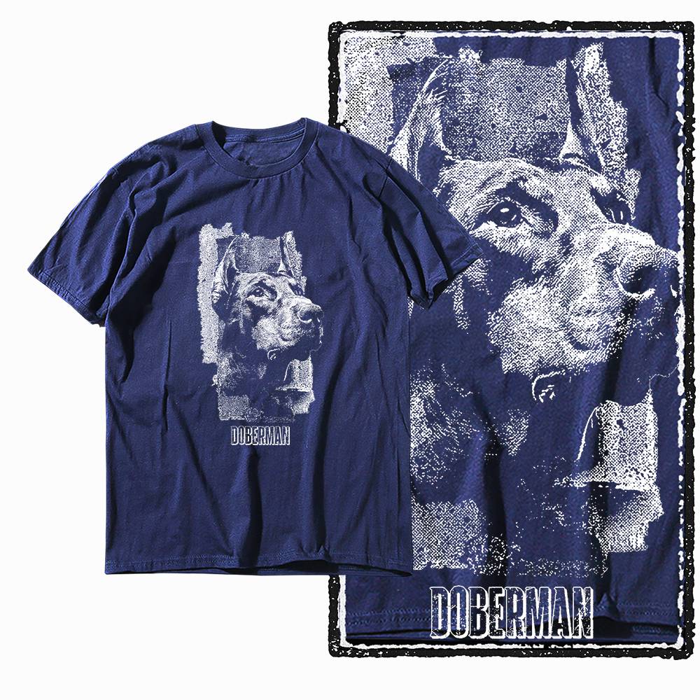 G59 NAVY Big Size 100% Cotton Dog Printed Men's T-shirt | Streetwear Cool Vintage O-neck Men's Tee Tshirt