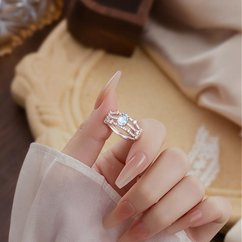 New S925 sterling silver citrine ring women's texture hollow design niche light luxury natural stone jewelry