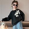 Осенние топы для девочек, новые объемные цветы, однотонный свитер, мода Янци, ранняя осень, корейская версия весенней и осенней одежды
