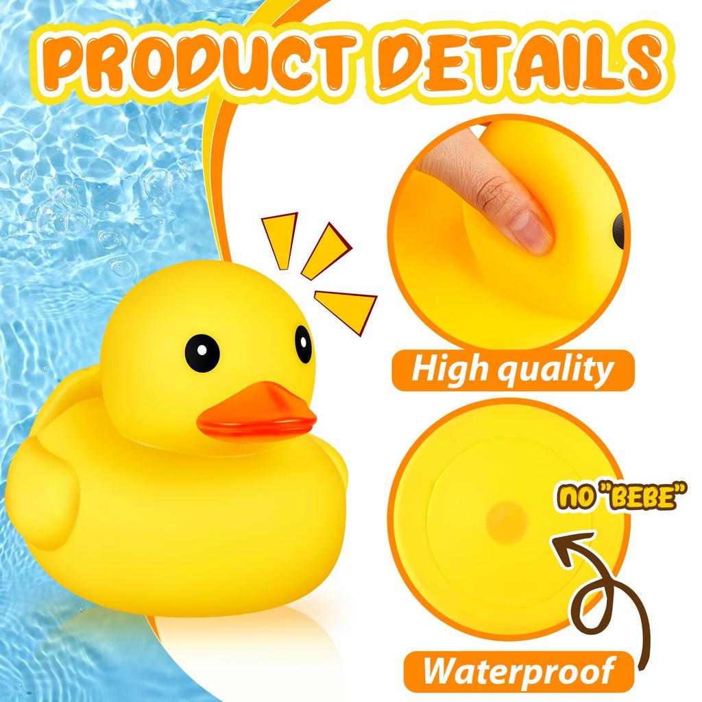 12Pcs Giant Rubber Duck 10.2 Inch Duck Giant Rubber Duck Large Rubber Squeaky Big Yellow Rubber Ducks