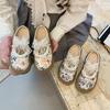 Выход Ленивый Баотоу Полушлепки 2025 Весна и Лето Новые Милое Кружево Расшитый бисером Увеличивающий рост Прохладные Шлепки