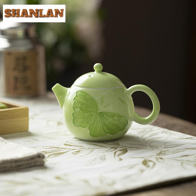 125ml Hand-painted Butterfly Teapot Traditional Tea Infuser Pot Tea Making Kettle With Ball Hole Chinese Tea Set Accessories