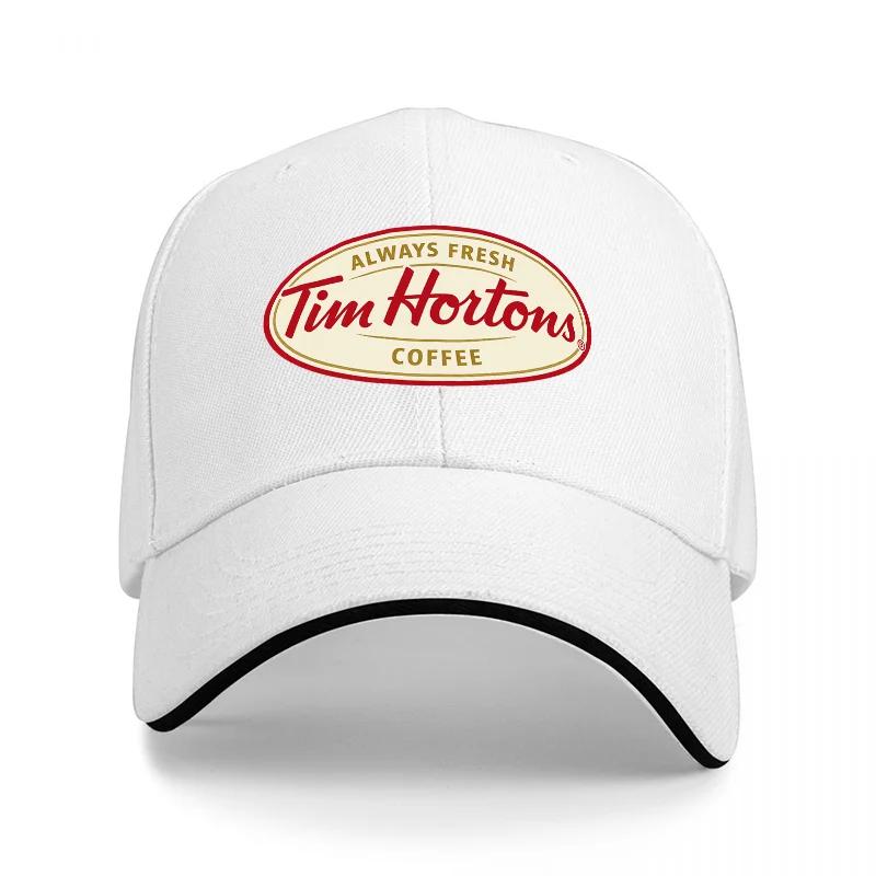 Черная Бейсболка с Логотипом Кофе Tim Hortons Классический Дизайн Вышитая Передняя Панель Регулируемая Посадка для Повседневной Носки