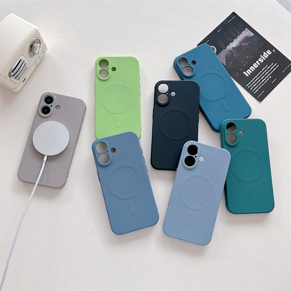 for Liquid Silicone Case for For Iphone 16 1 14 17 Pro Max Plus 12 13 11 17 Air Magnetic Soft Shockproof Ultra Slim Cover