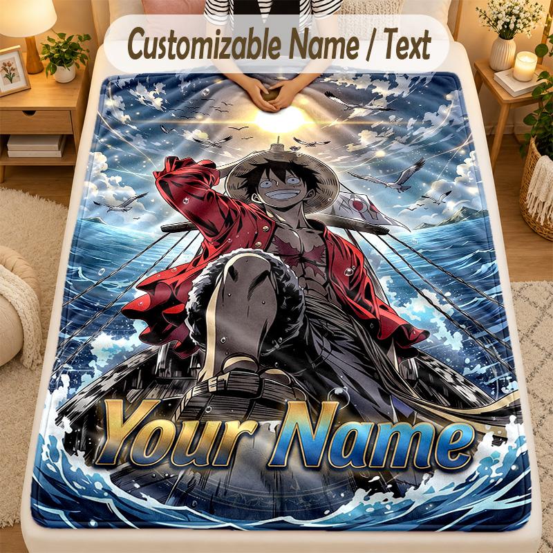 Flannel BlanketOne Piece Custom Name Text Personalized Soft Warm Throw Blanket Home Decor Gift
