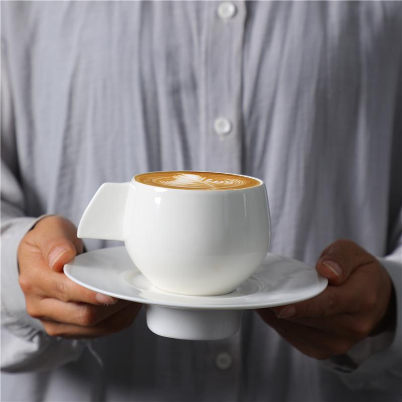White Porcelain Coffee Cup And Saucer Set, Simple Ceramic Cup, Afternoon Tea, Creative Espresso Coffee Cup, Water Cup