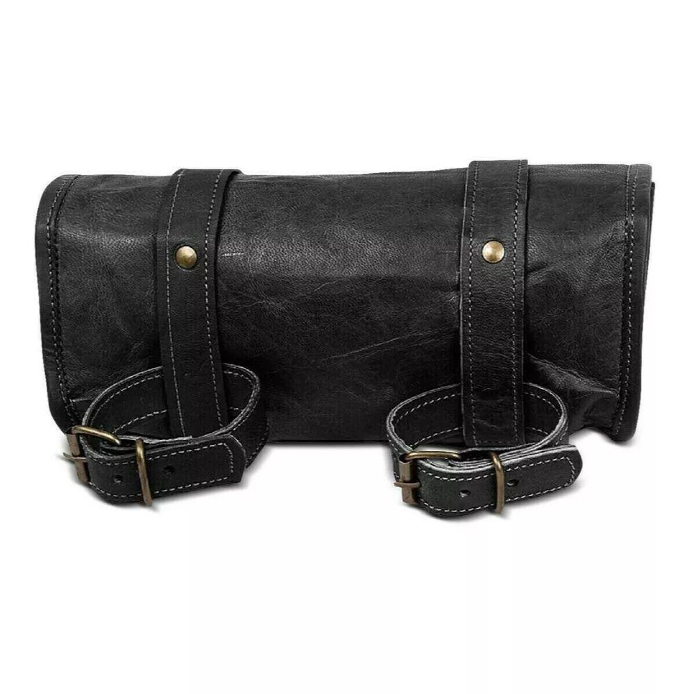 Сумка для инструментов, кожаное седло для мотоцикла, черная седельная сумка для мотоцикла с рулонной боковиной, багаж