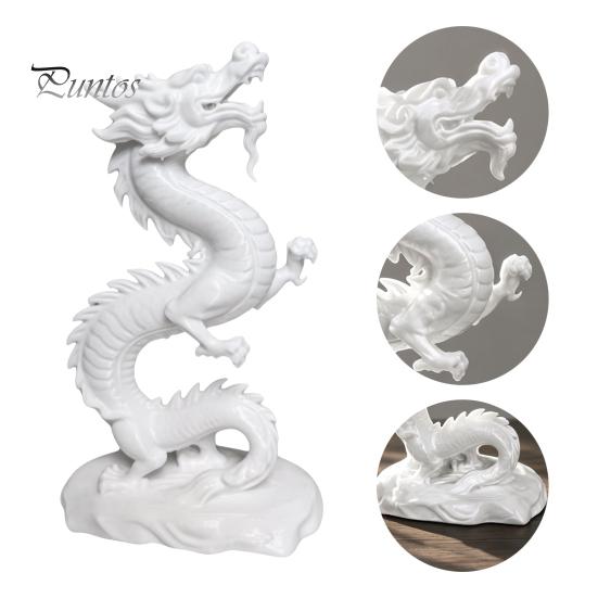 Художественная статуэтка дракона, 3D-печатная китайская фигурка, Белая статуэтка для коллекционирования, Статуэтка Фэн-шуй для украшения дома и офиса