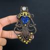 Резные украшения с синим лицом и лунным камнем, кулон, обернутый медной проволокой 999 пробы, украшения из драгоценных камней ручной работы, подарки для жены, совершенно новый кулон
