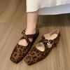 New Fashion Leopard Print Ballet Flats Women Shoes Brand Designer Buckled Crossover Leisure Comfy Low Heels Shoes
