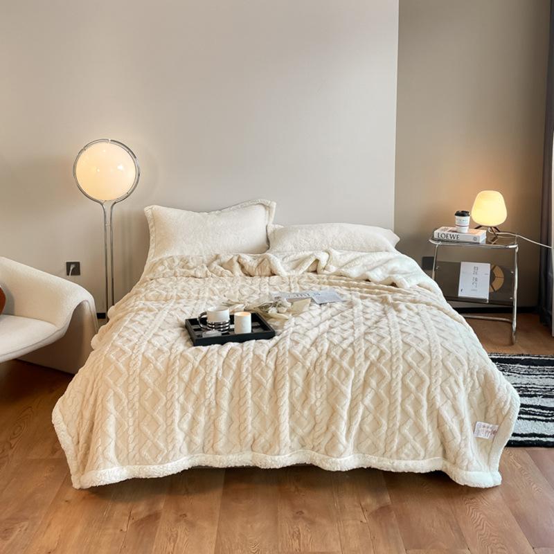 Новое двухслойное бархатное одеяло с башней, утепленное жаккардовое одеяло из овечьей шерсти, однотонное фланелевое одеяло с ворсом
