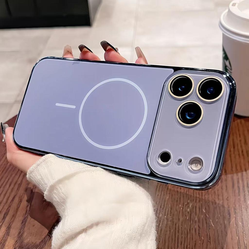 Магнитный чехол с матовым покрытием и линзой из кристалла для For Iphone 17 Air 16 1 14 13 12 11 Pro Max Plus Для чехла с беспроводной зарядкой
