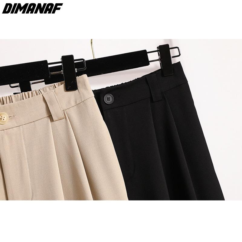 DIMANAF 2023 Большие размеры, осенние женские длинные брюки, свободные повседневные длинные базовые офисные женские брюки, однотонные брюки