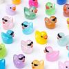 100Pcs Mini Sunglasses Duck Figurine Luminous Miniature Cartoon Duck Ornament DIY Microlandscape Fairy Garden Animal Resin Statue Decoration