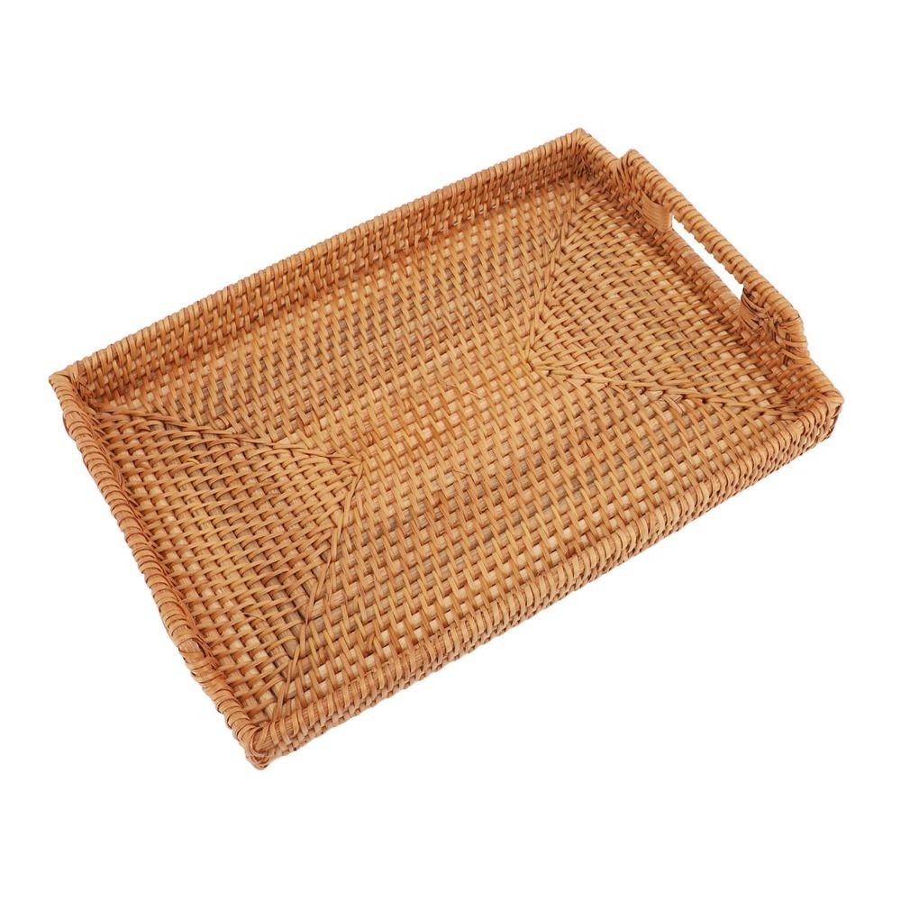 Side Handles Serving Tray Woven Craft Decorative Tray Multi Functional Tray with Handles Picnic