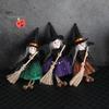 Halloween Witch Decoration Soft Cloth Gauze Skirt Mini Broom Witch Stuffed Doll Hanging Ornament Festival Witch Figurine Pendant Halloween Decoration