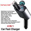 120 Вт выдвижное автомобильное зарядное устройство 4 в 1 USB C быстрая зарядка автомобильный прикуриватель зарядное устройство адаптер для iPhone Xiaomi Huawei Samsung