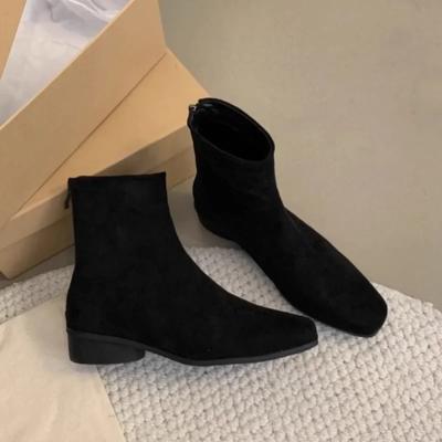 Женские замшевые зимние ботинки на щиколотку, модные зимние плюшевые теплые хлопковые туфли на среднем каблуке 2025 года, дизайнерские туфли Chelsea Botas Mujer