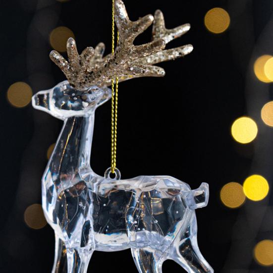 Рождественское украшение на елку Стоящий олень Чашка Дизайн крыльев бабочек Блестящее подвесное украшение Праздничный сезон Домашний декор