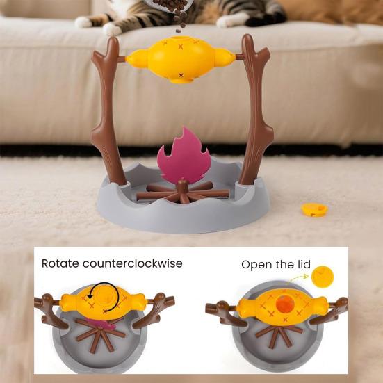 Cats Puzzle Feeder Interactive Treat Dispenser And Slow Feeder Pet BBQ Roller Cat Brain Exercise Toy Cognitive Training Game