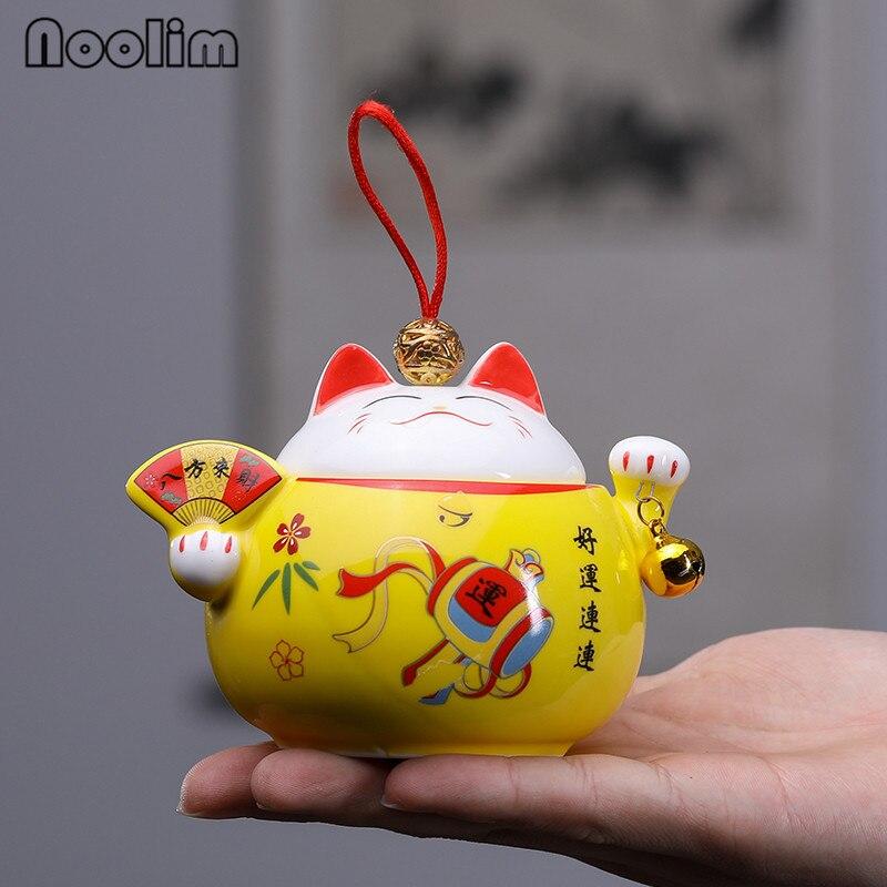 Lucky Cute Cat Caddy Керамическая герметичная банка в форме животного Дорожная портативная банка для специй Кухонный небольшой резервуар для хранения