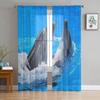 Dolphin Sea Splash Tulle Curtains for Bedroom Hall Living Room Decor Chiffon Curtain for Balcony Kitchen Home Drapes