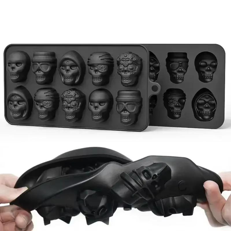 Skull Ice Cube Mold 10-Grid Skull Ice Mold for Halloween Kitchen Tools Reusable Making Accessory for Chocolate Ice Cream