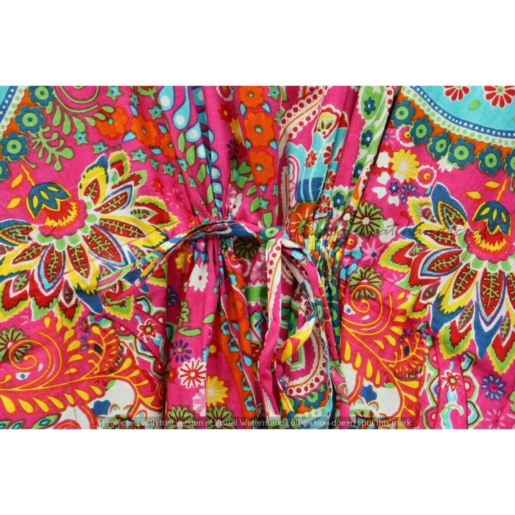 Индийское розовое длинное платье-кафтан с принтом пейсли, кафтан макси, женское ночное платье CKFTN-SCRN-FULL-BUYIT-003