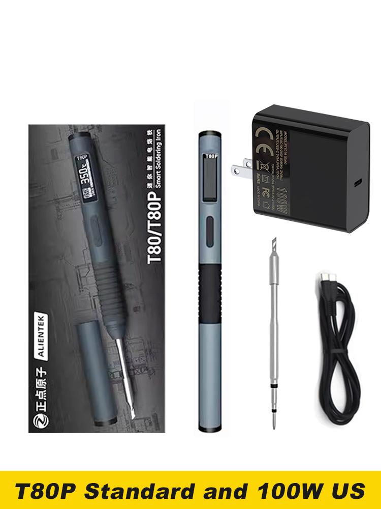 ALIENTEK T80P Electric Soldering Iron 100W Adjustable Digital Display Automatic Sleep BGA Precision Soldering Iron Repair Tool