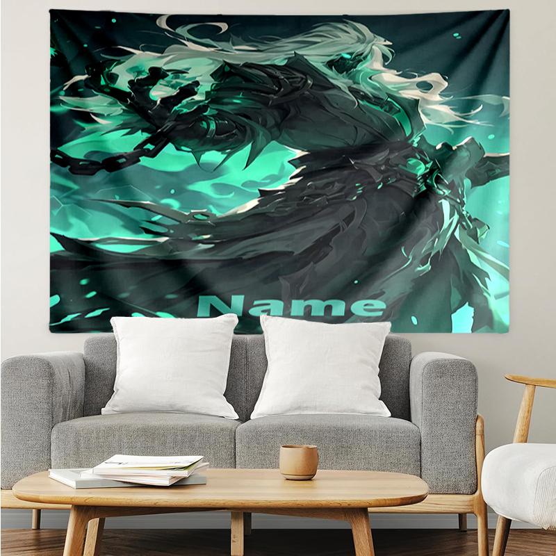 Custom Name League of Legends Print Tapestry, Backdrop, Easy Setup, Ideal for Bedroom, Office & Living Room, with Aesthetic Wall Hanging Decor.