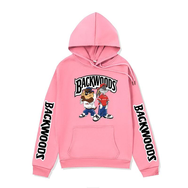 Mens Oversized Hooded Sweatshirt With Cartoon Print Fleece-Lined Winter Casual Top