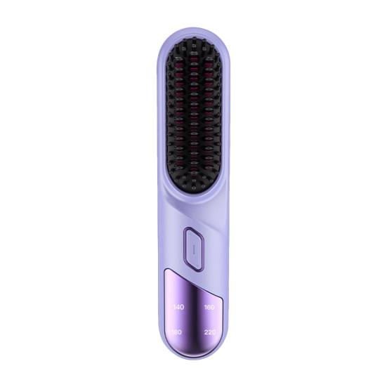 Hair Straightener Brush 4 Temperatures Fast Heating USB Rechargeable Cordless Negative Ions Hot Brush Electric Fluffy Curly Hair Styling Detangling