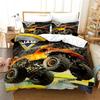 Boys Cars Duvet Cover Cartoon Monster Truck Cool Vehicle Bedding Set Off Road Vehicle Locomotive Comforter Cover Queen King Size