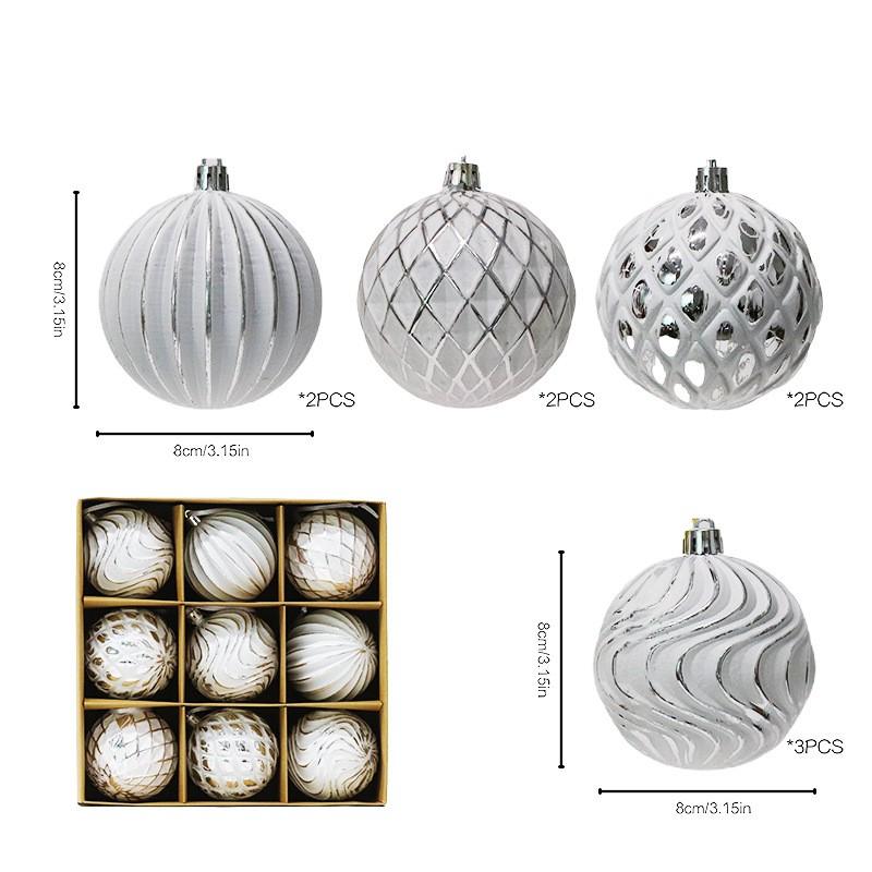 Christmas Decorative Balls 8cm Vintage Baubles White Gold Ornaments Tree