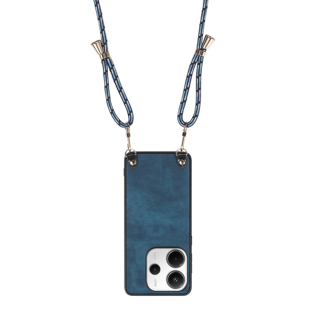 For Xiaomi Redmi Note 14 5G Retro Leather Phone Back Cover with Adjustable Strap