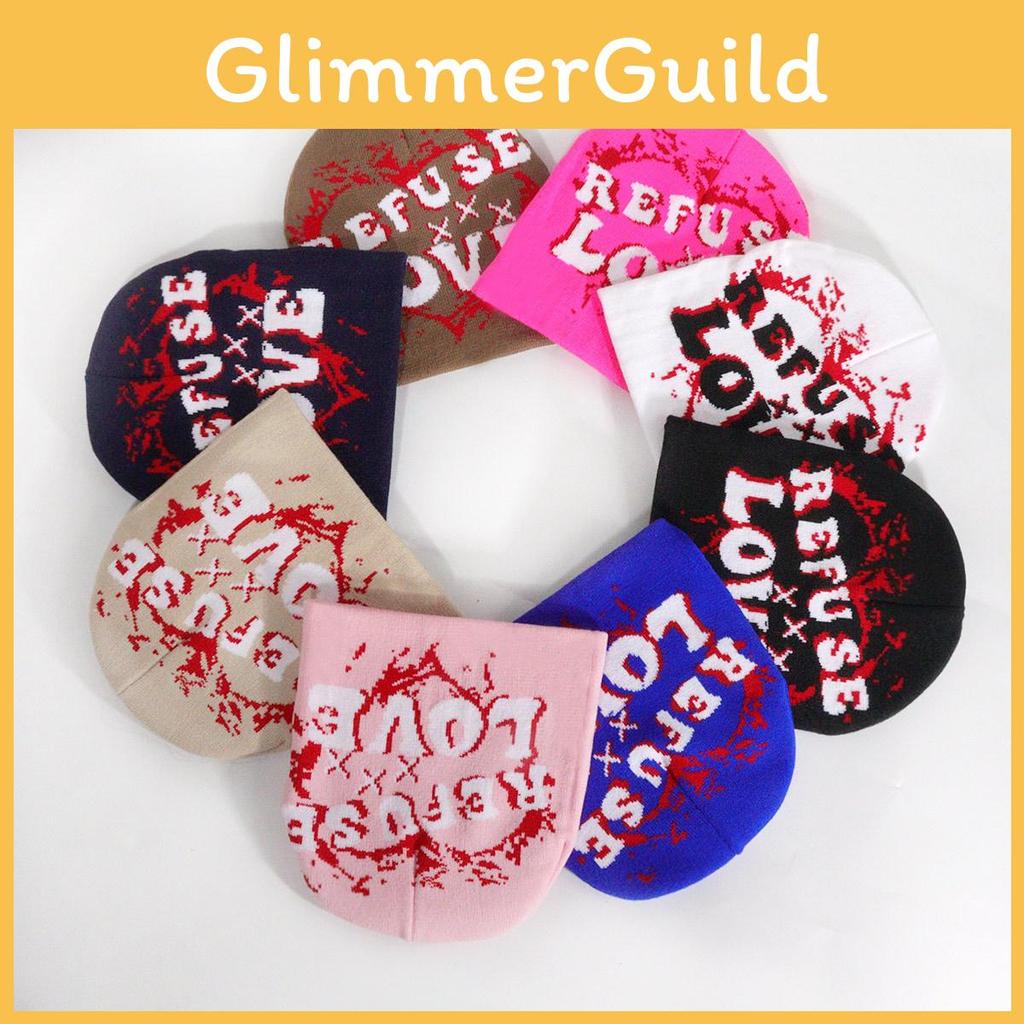 Letter Embellished Knit Cap With Love Text Unisex For Fall Season