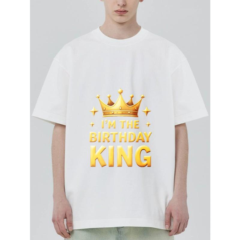 Черная футболка Я Король Дня Рождения Принт Корона и Звезды для празднования Дня Рождения