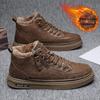 Men's Shoes Winter New High-Top Military Boots Fleece Lined Padded Warm Keeping Casual Shoes Versatile Work Waterproof Leather Shoes