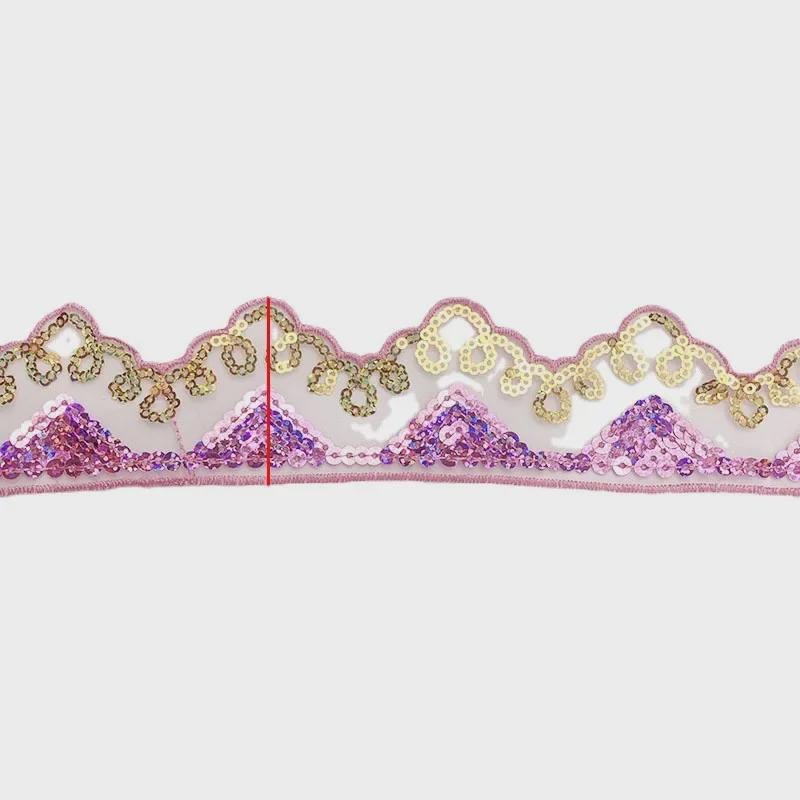 Готовая к использованию сетчатая занавеска с вышивкой пайетками и треугольной кромкой из пайеток