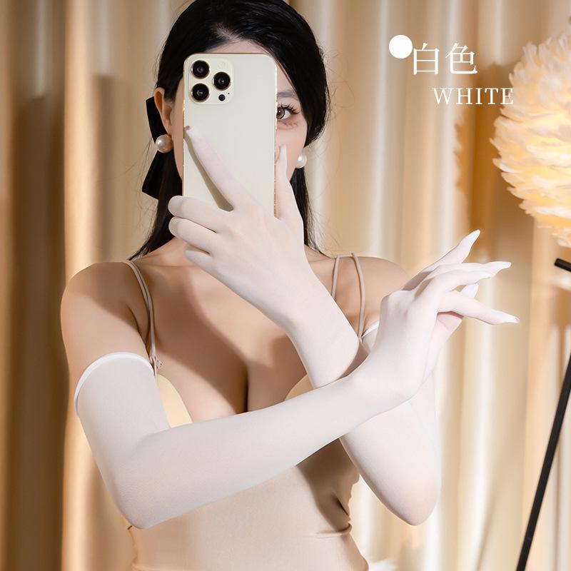 3D Ультратонкие Черные Сексуальные Бесшовные Раздельные Пятипалые Перчатки Модные Свадебный Этикет Длинные Рукава Защита от Солнца Рукава Женские Чулки
